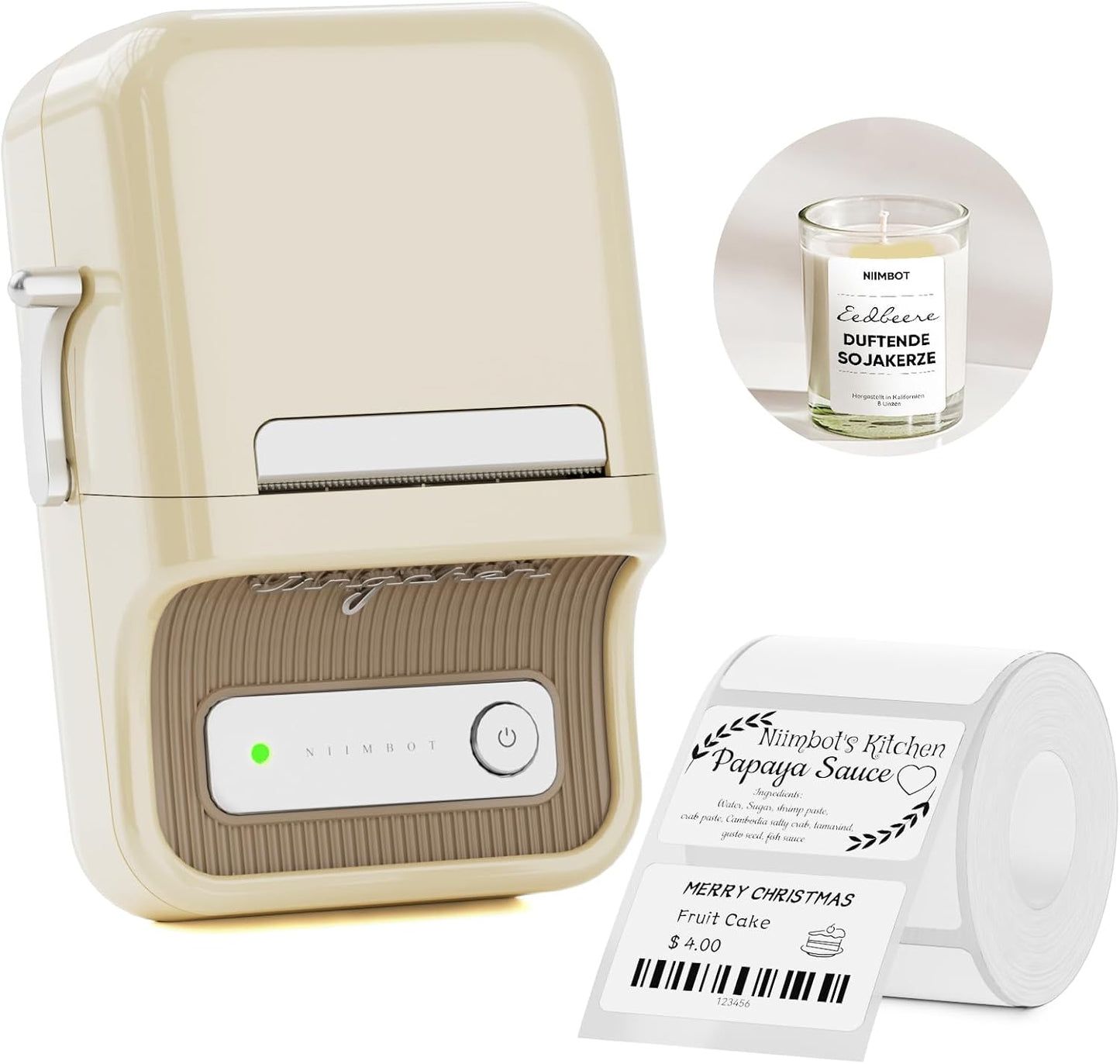 NIIMBOT B21 Label Maker, Thermal Label Printer, Portable Inkless Label Makers for Home/Office/Business, with 1 Pack 50x30mm White Label, Compatible with iOS & Android, White
